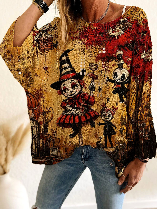 Jamie - Women's Crochet Halloween Graphic Sweater 6