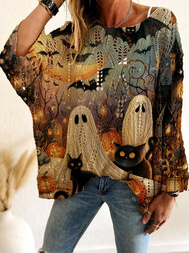 Jamie - Women's Crochet Halloween Graphic Sweater 7