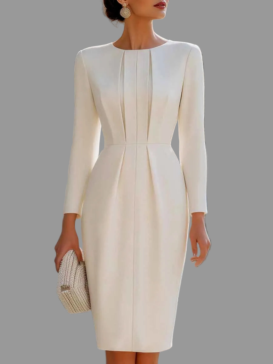 Janet - Women's Long Sleeve Pleated Waist Dress 2