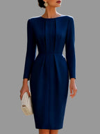 Janet - Women's Long Sleeve Pleated Waist Dress 5