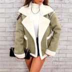 Katarina - Women's Suede Look Shearling Collar Jacket 2