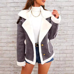 Katarina - Women's Suede Look Shearling Collar Jacket 3
