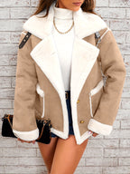 Katarina - Women's Suede Look Shearling Collar Jacket 4