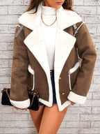 Katarina - Women's Suede Look Shearling Collar Jacket 5