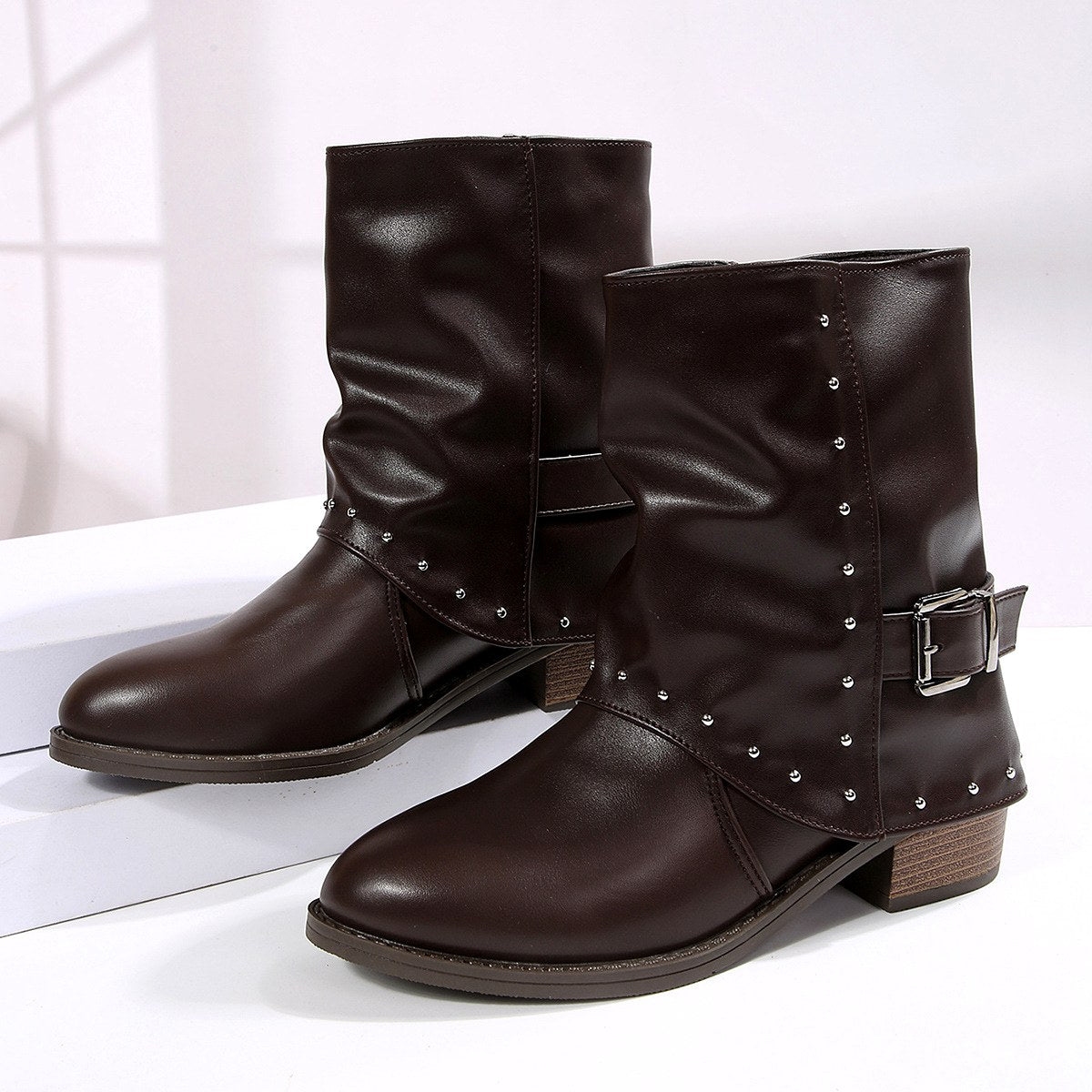 Krisna - Women's Buckle Detail Ankle Boots 2