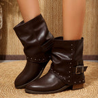 Krisna - Women's Buckle Detail Ankle Boots 3