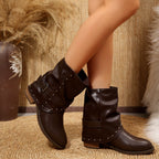 Krisna - Women's Buckle Detail Ankle Boots 6
