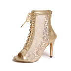 Lauren - Women's Lace-Up Peep-Toe Stiletto Ankle Boots 2