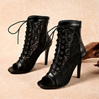 Lauren - Women's Lace-Up Peep-Toe Stiletto Ankle Boots 3