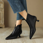 Lotta - Women’s Leather Back Zip Pointed Toe Ankle Boots 5
