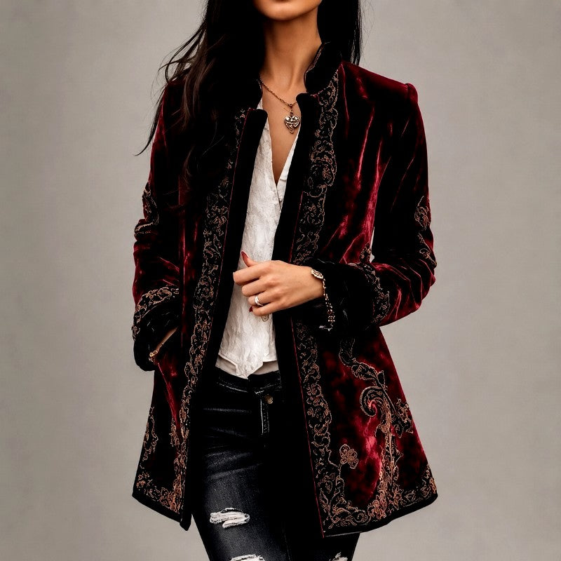 Louisa - Women's Embroidered Velvet Evening Jacket 1