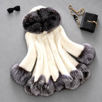 Marjorie - Women's A-Line Faux Fur Coat with Oversized Hood 1