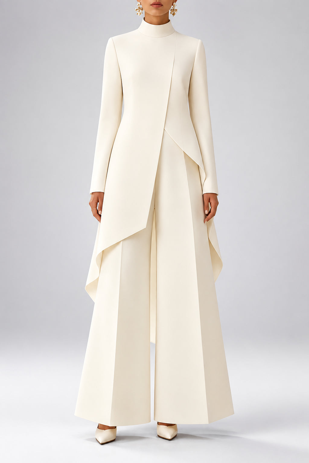 Mia - Women's Asymmetric Layered Trouser Set 2