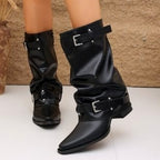 Monica - Women's Strappy Low-Heel Mid-Calf Boots 2