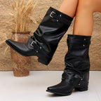 Monica - Women's Strappy Low-Heel Mid-Calf Boots 3