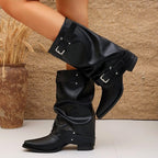 Monica - Women's Strappy Low-Heel Mid-Calf Boots 6