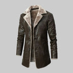 Nash - Men's Notched Lapel Coat with Fur Trim