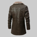 Nash - Men's Notched Lapel Coat with Fur Trim