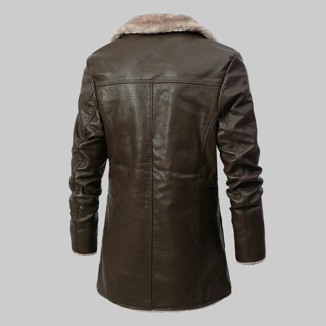 Nash - Men's Notched Lapel Coat with Fur Trim