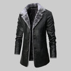 Nash - Men's Notched Lapel Coat with Fur Trim