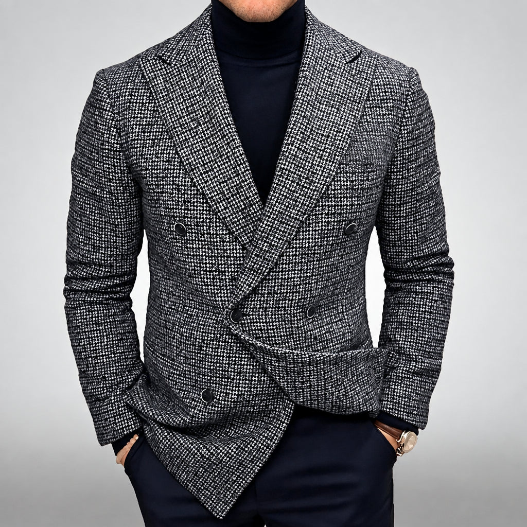Nicholas - Men's Micro Check Double-Breasted Jacket