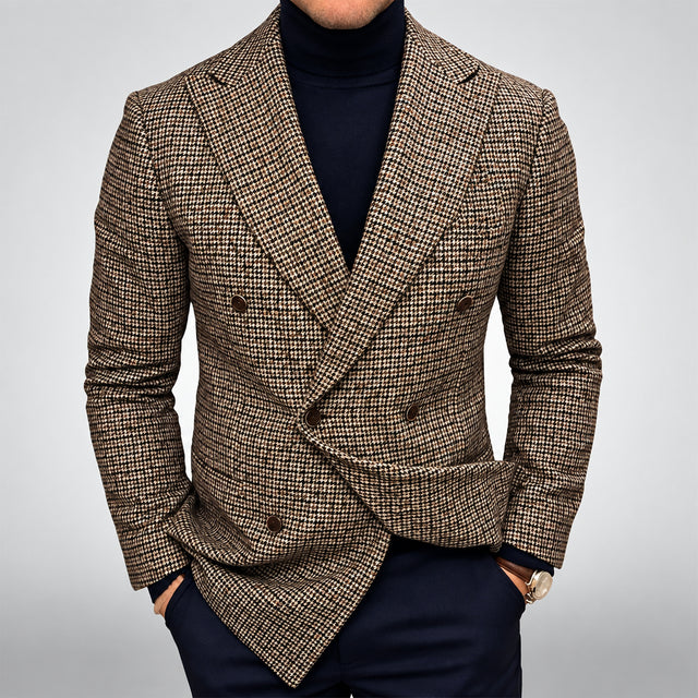 Nicholas - Men's Micro Check Double-Breasted Jacket