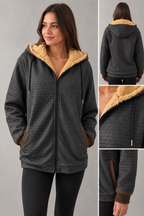Rosalie - Women's Quilted Hoodie Jacket with Sherpa Lining