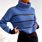 Rosamund - Women’s Striped Oversized Knit Turtleneck Sweater 2