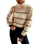 Rosamund - Women’s Striped Oversized Knit Turtleneck Sweater 5