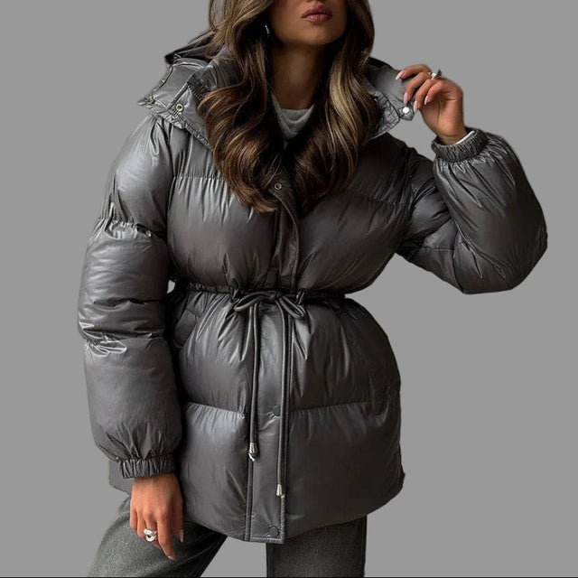 Sarah - Women's Quilted Drawstring Puffer Jacket 7